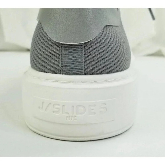 J Slides Women's Lace Up Mesh Fabric Embellished Heel Logo Gray Fashion Sneakers - Picture 3 of 12